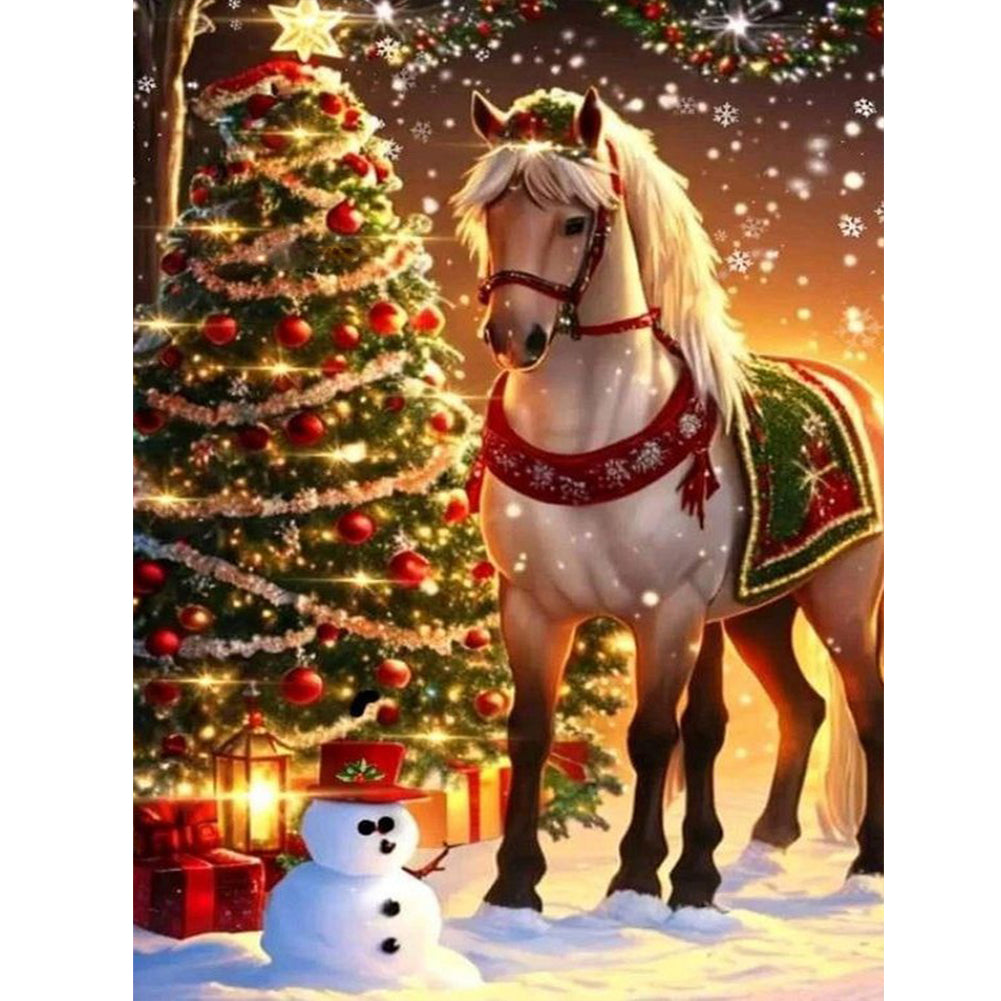 Christmas Horse - Full Round Drill Diamond Painting 30*40CM