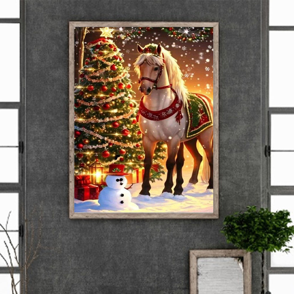 Christmas Horse - Full Round Drill Diamond Painting 30*40CM