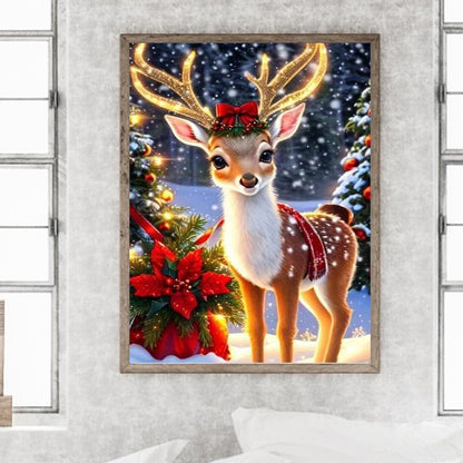 Christmas Deer - Full Round Drill Diamond Painting 30*40CM