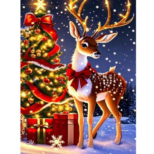 Christmas Deer - Full Round Drill Diamond Painting 30*40CM