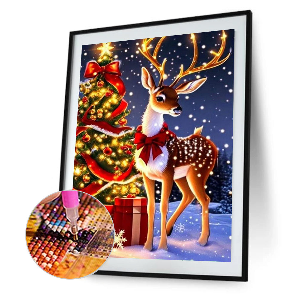 Christmas Deer - Full Round Drill Diamond Painting 30*40CM