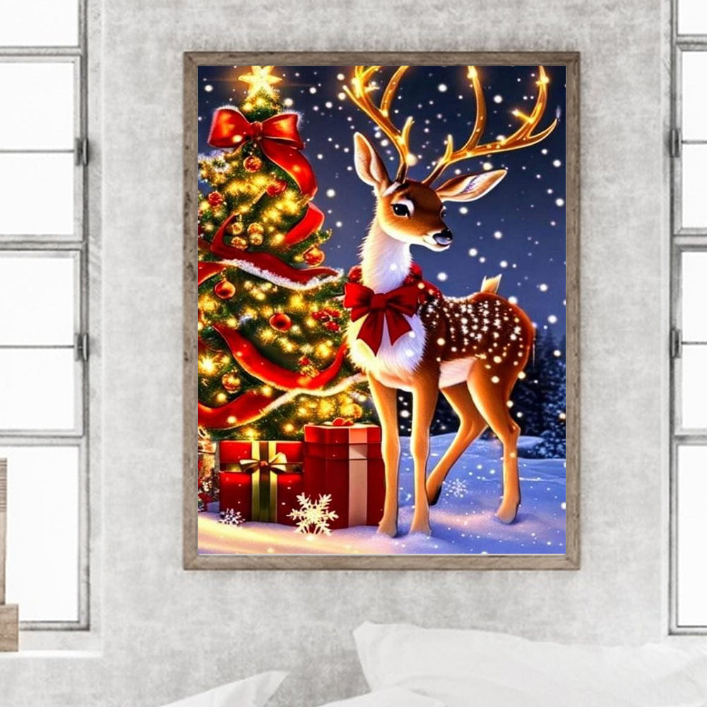 Christmas Deer - Full Round Drill Diamond Painting 30*40CM