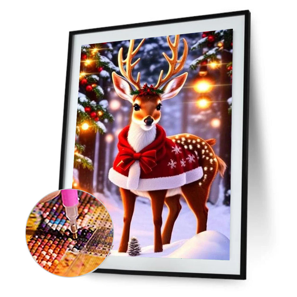 Christmas Deer - Full Round Drill Diamond Painting 30*40CM