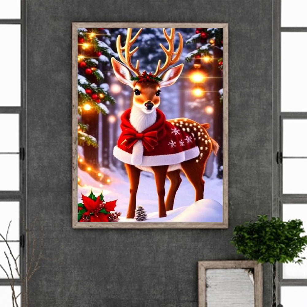 Christmas Deer - Full Round Drill Diamond Painting 30*40CM