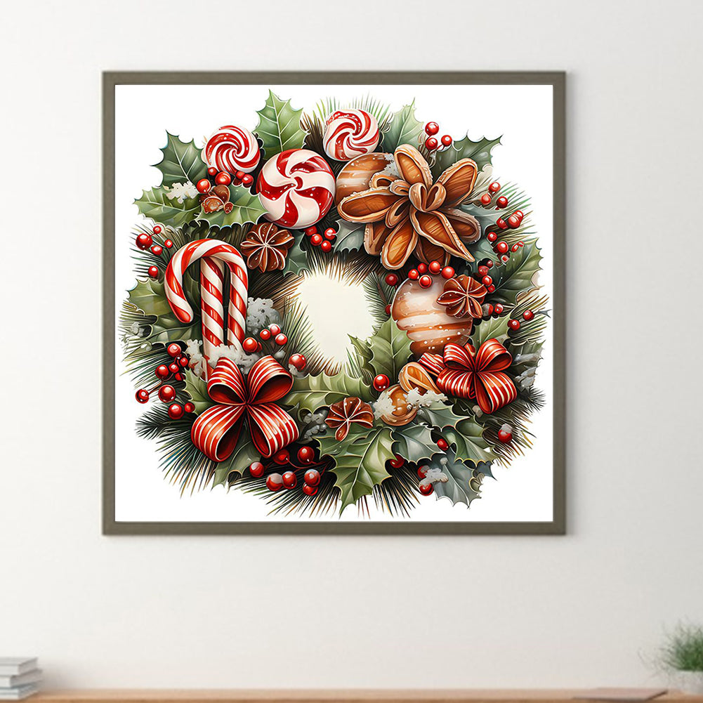 Christmas Wreath - Full Round Drill Diamond Painting 30*30CM