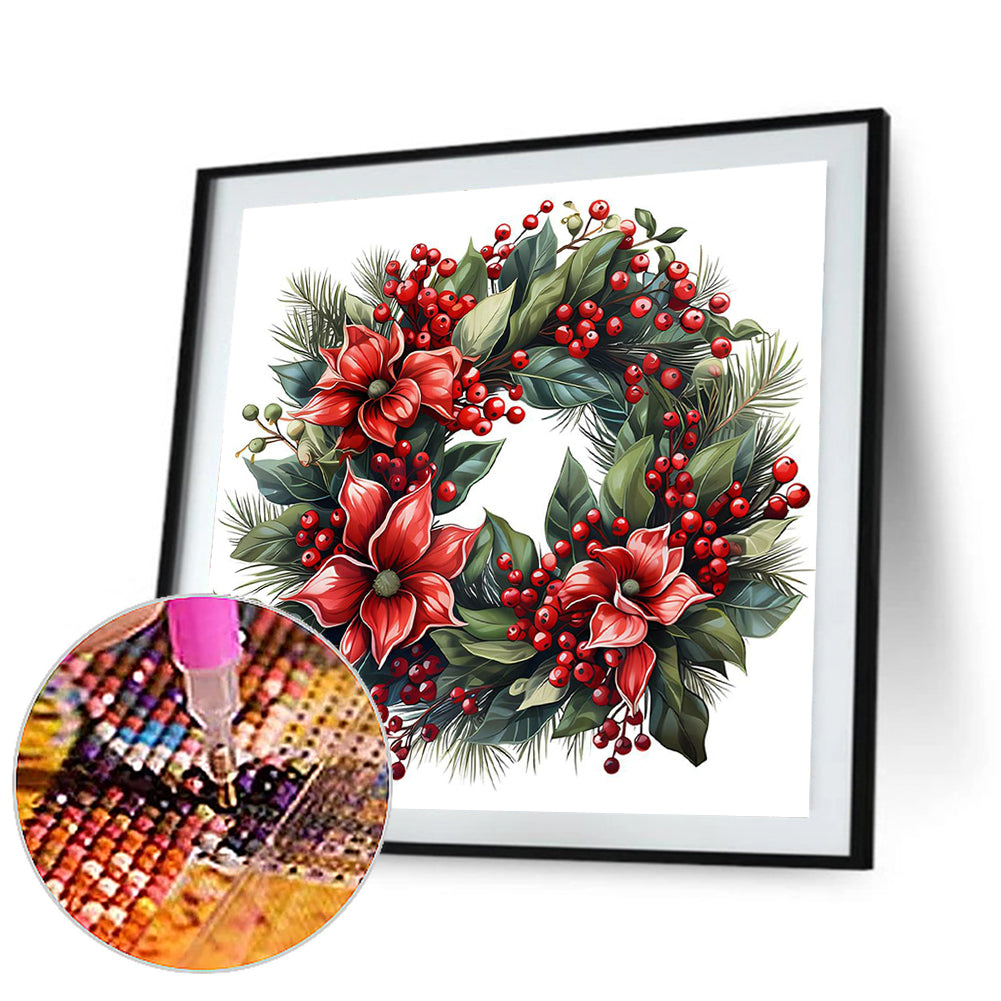 Christmas Wreath - Full Round Drill Diamond Painting 30*30CM