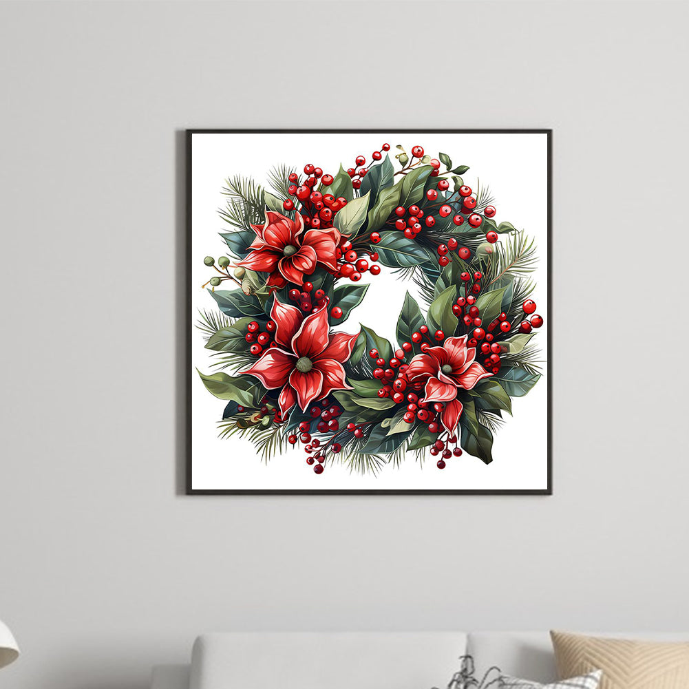 Christmas Wreath - Full Round Drill Diamond Painting 30*30CM