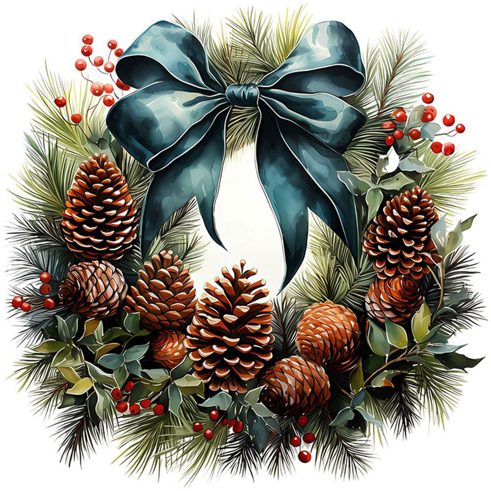 Christmas Wreath - Full Round Drill Diamond Painting 30*30CM