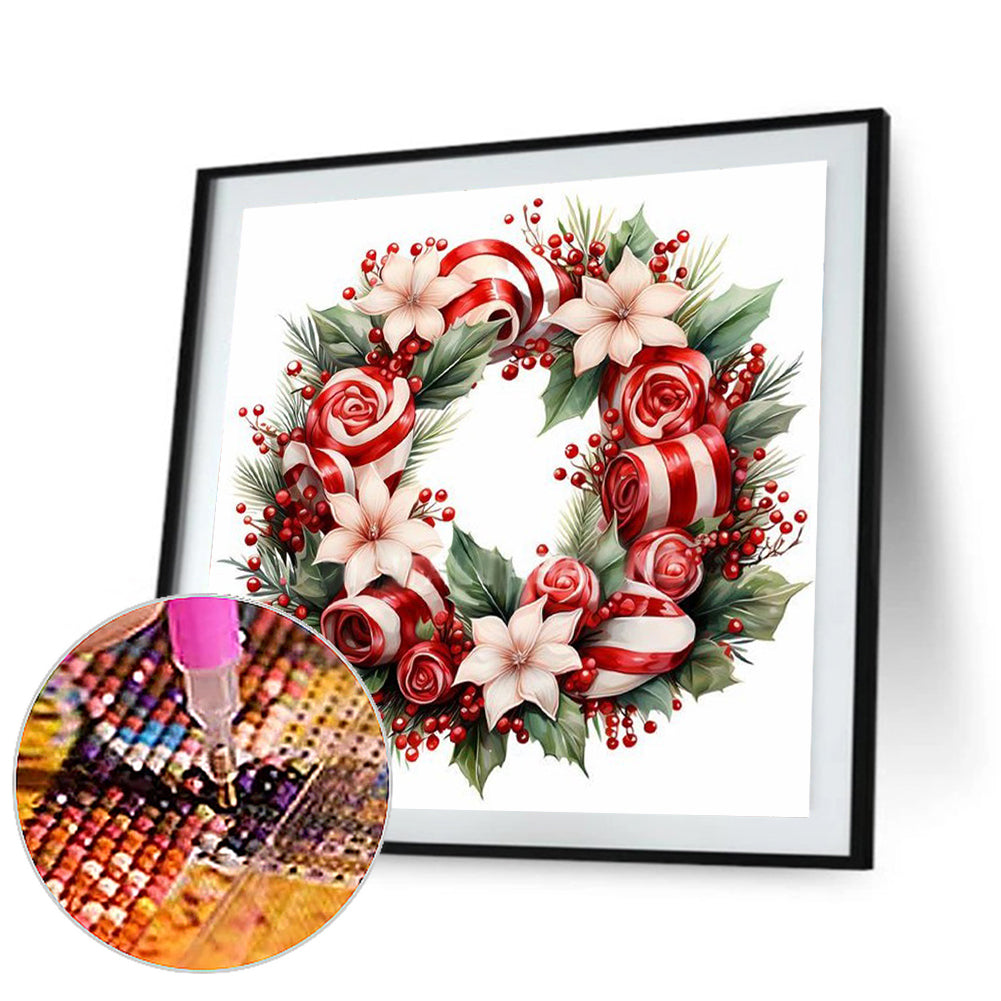 Christmas Wreath - Full Round Drill Diamond Painting 30*30CM