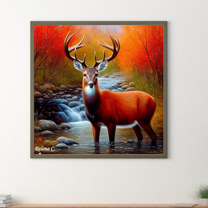Creek Elk - Full Round Drill Diamond Painting 30*30CM