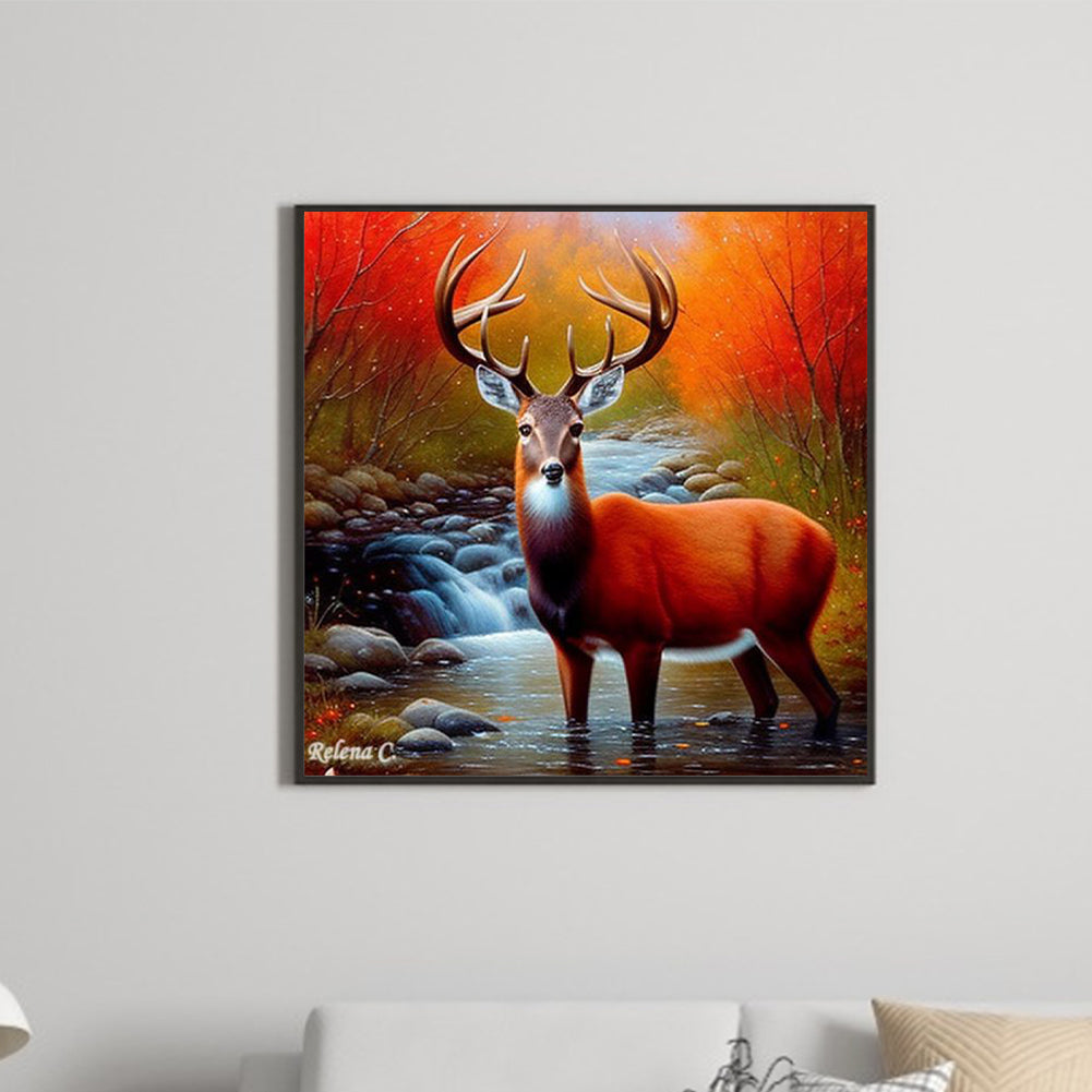 Creek Elk - Full Round Drill Diamond Painting 30*30CM