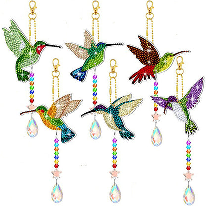 6PCS Suncatcher Double Sided Diamond Painting Art Pendant (Hummingbird)