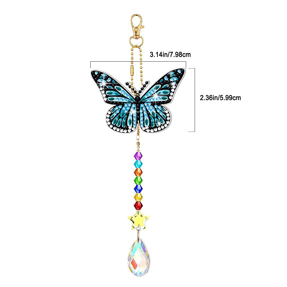 6PCS Suncatcher Double Sided Diamond Painting Art Pendant (Flower Butterfly)