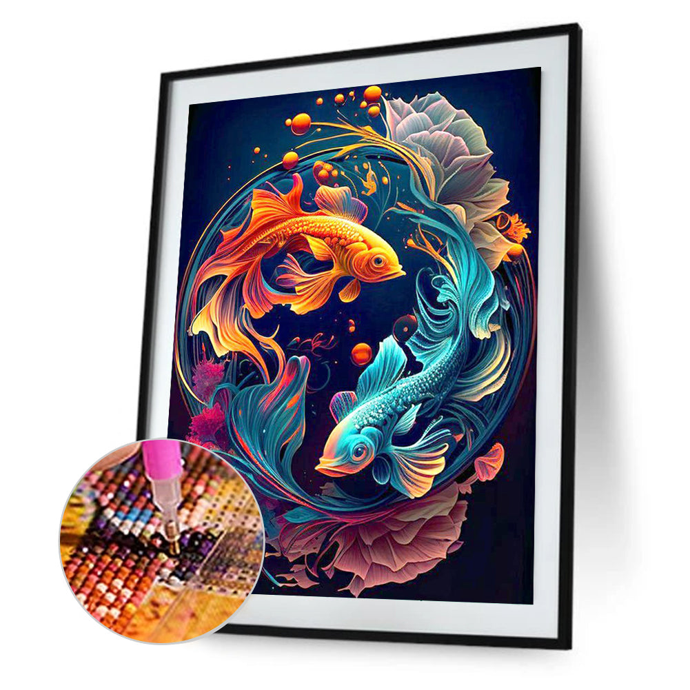 Goldfish Yin Yang Chart - Full Round Drill Diamond Painting 30*40CM