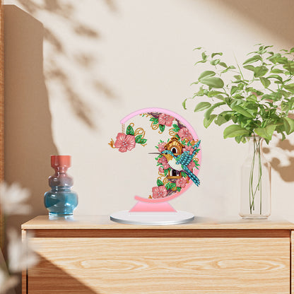 Special Shape Diamond Painting Table Decor (Bird with Flower in Mouth KJ035)