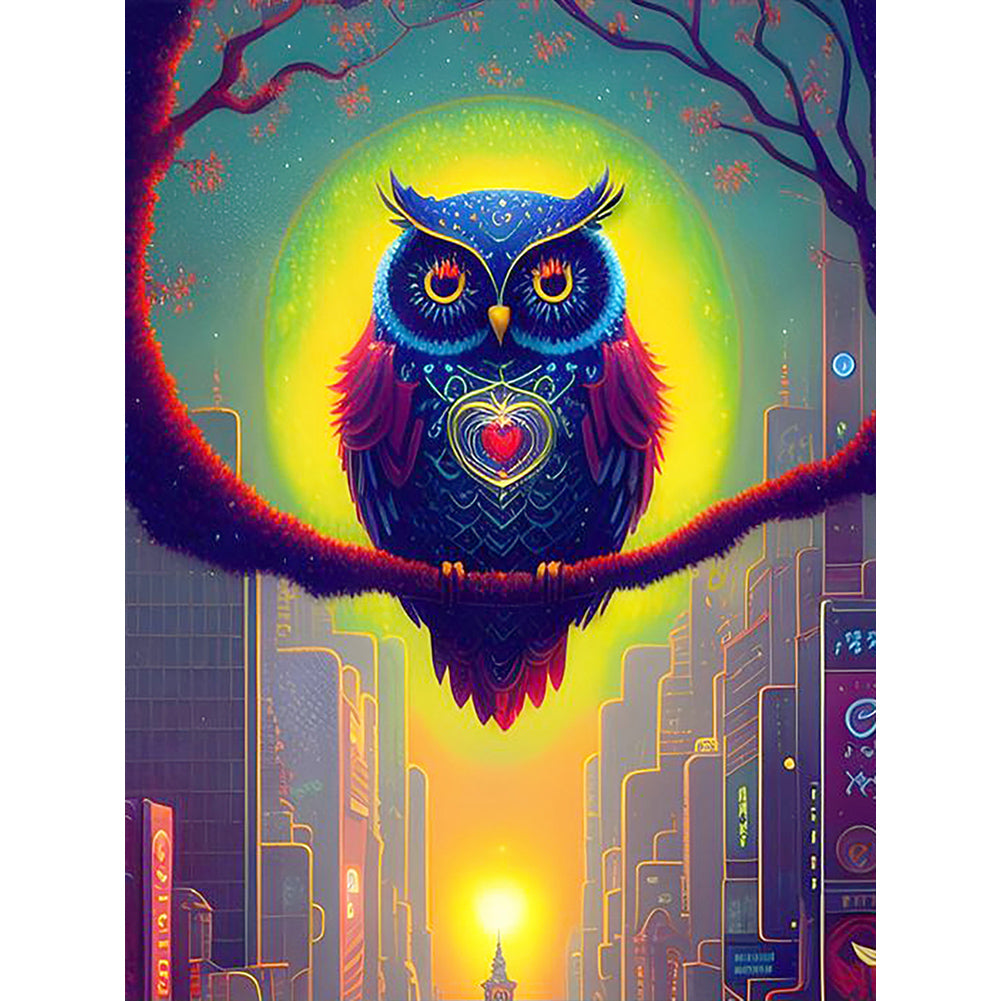 Owl In The Woods - Full Round Drill Diamond Painting 30*40CM