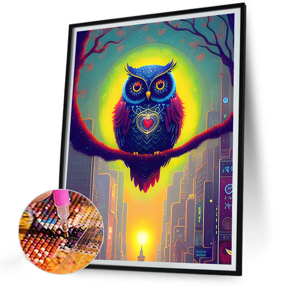 Owl In The Woods - Full Round Drill Diamond Painting 30*40CM