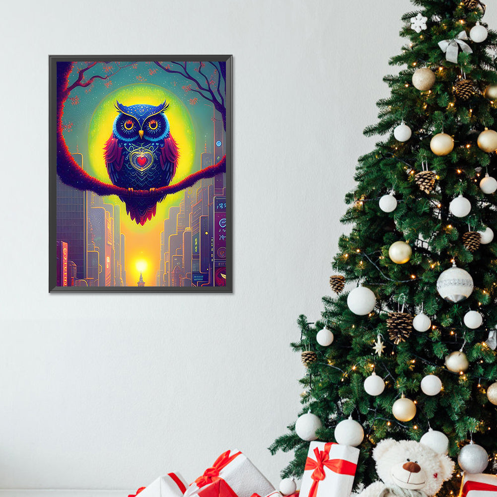 Owl In The Woods - Full Round Drill Diamond Painting 30*40CM