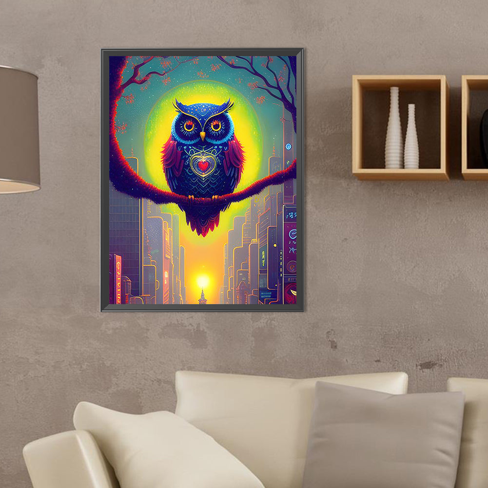 Owl In The Woods - Full Round Drill Diamond Painting 30*40CM