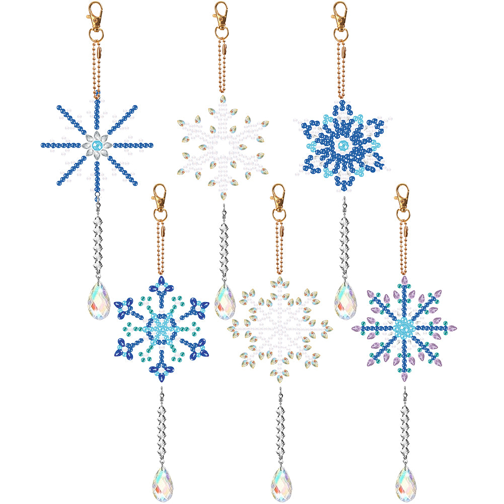 6PCS Suncatcher Snowflake Diamond Drawing Hanging Ornament Diamond Art Pendant