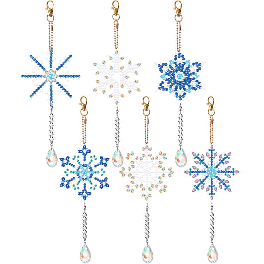 6PCS Suncatcher Snowflake Diamond Drawing Hanging Ornament Diamond Art Pendant