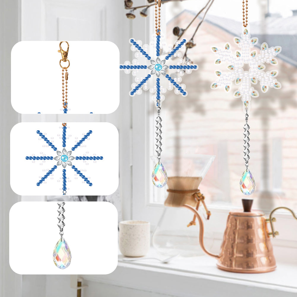 6PCS Suncatcher Snowflake Diamond Drawing Hanging Ornament Diamond Art Pendant