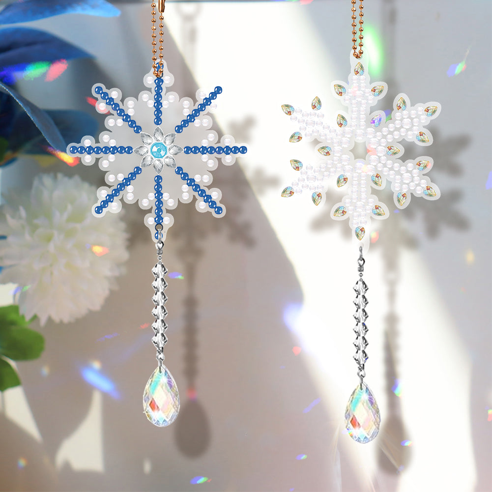 6PCS Suncatcher Snowflake Diamond Drawing Hanging Ornament Diamond Art Pendant