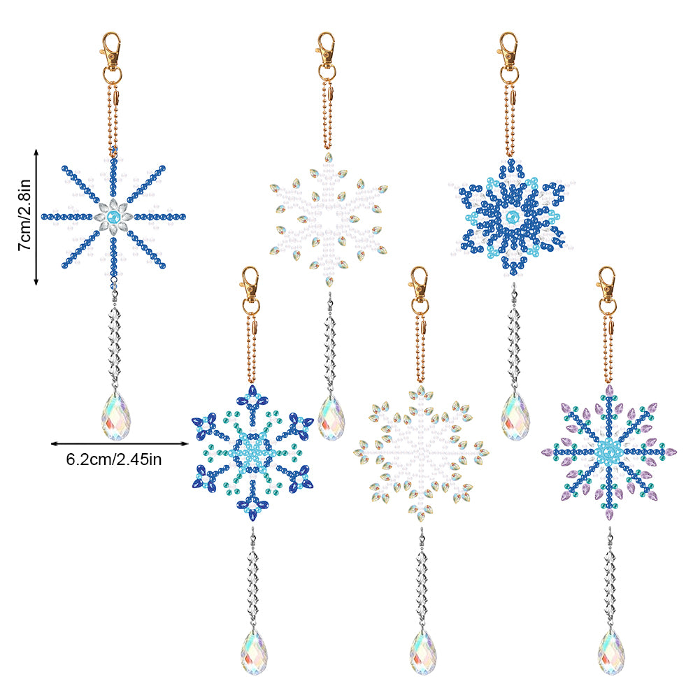6PCS Suncatcher Snowflake Diamond Drawing Hanging Ornament Diamond Art Pendant