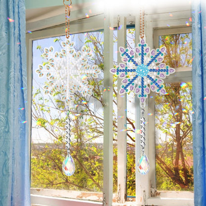 6PCS Suncatcher Snowflake Diamond Drawing Hanging Ornament Diamond Art Pendant