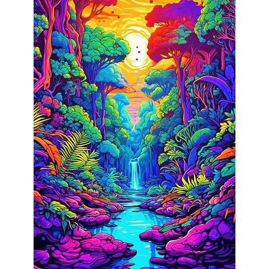 Rainbow Colored Jungle - Full Round Drill Diamond Painting 30*40CM