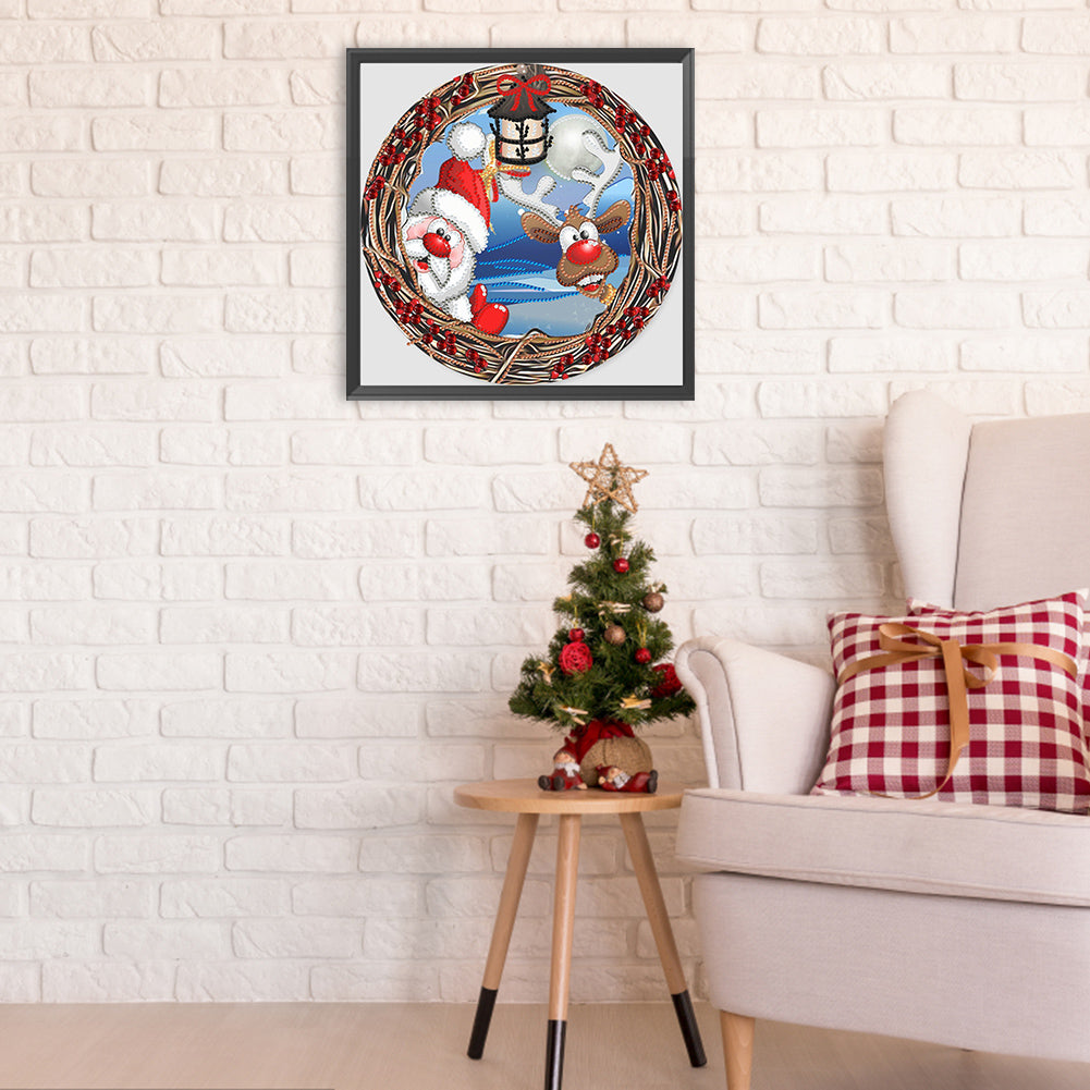 Christmas Holiday Wreath - Special Shaped Drill Diamond Painting 30*30CM