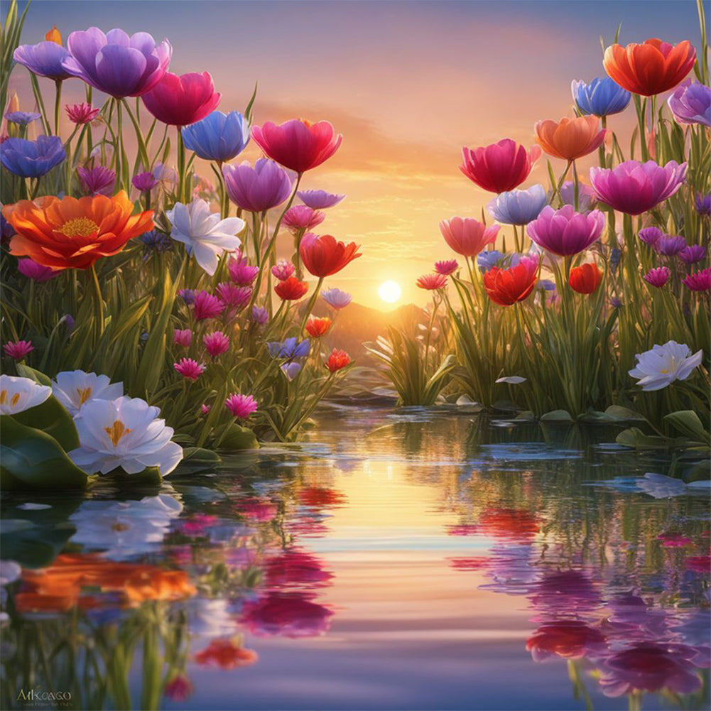 Colorful Flowers - Full Round Drill Diamond Painting 30*30CM