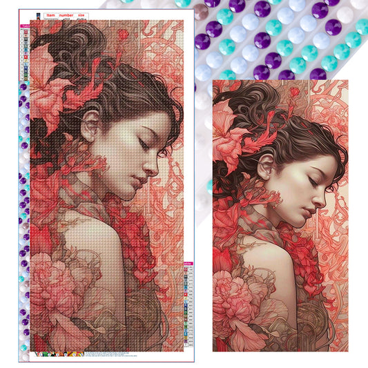 Woman Among Flowers - Full Round Drill Diamond Painting 40*80CM