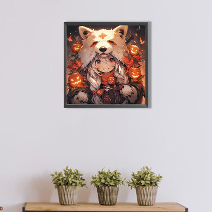 Halloween Wolf Girl - Full AB Dril Round Diamond Painting 40*40CM