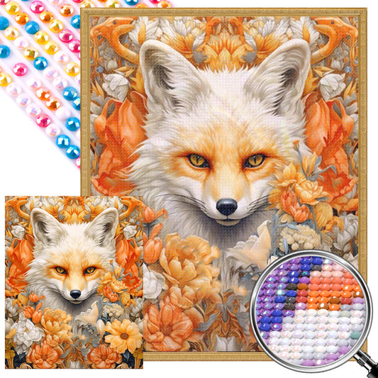 Fox In Flower - Full AB Dril Round Diamond Painting 40*50CM