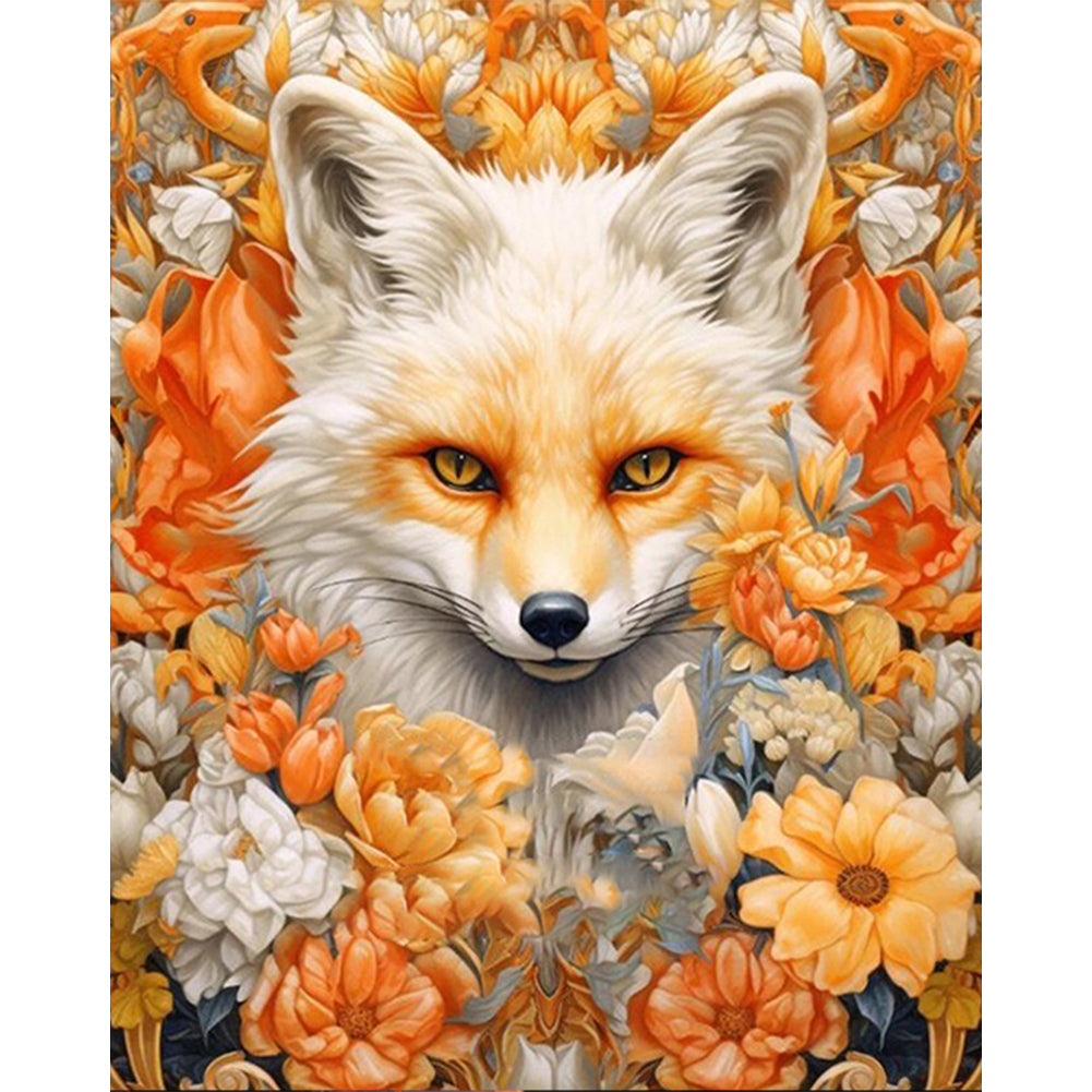 Fox In Flower - Full AB Dril Round Diamond Painting 40*50CM