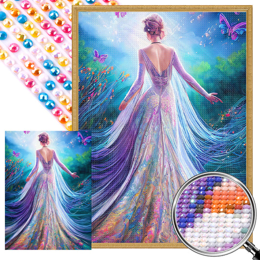 Garden Princess Back View - Full AB Dril Round Diamond Painting 40*55CM