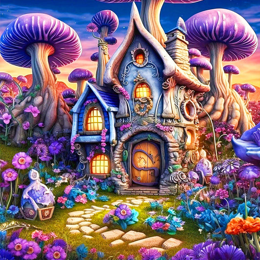 Tranquil Mushroom House - Full Round Drill Diamond Painting 40*40CM