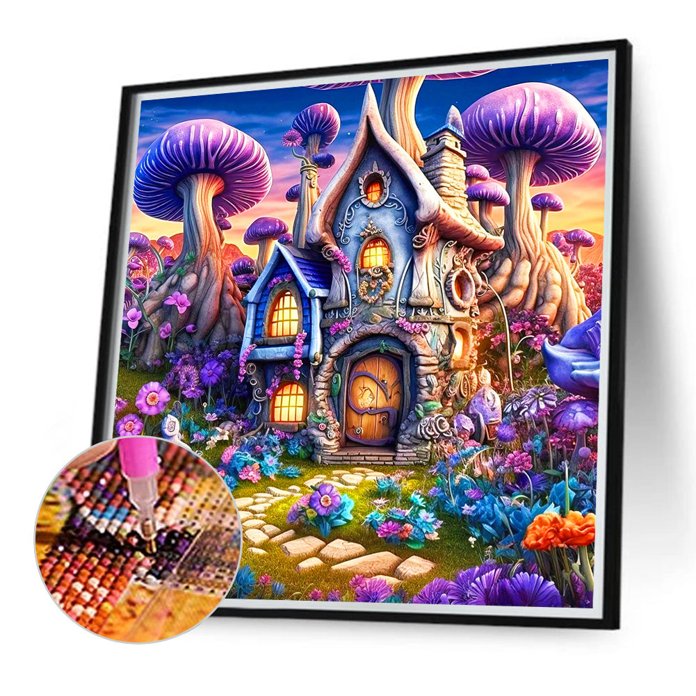 Tranquil Mushroom House - Full Round Drill Diamond Painting 40*40CM