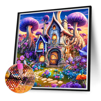 Tranquil Mushroom House - Full Round Drill Diamond Painting 40*40CM
