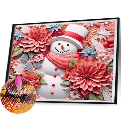 Paper Sculpture Red Snowman - Full Round Drill Diamond Painting 40*50CM