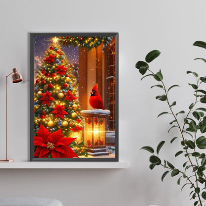 Christmas Cardinals In Front Of The Tree - Full Round Drill Diamond Painting 40*60CM