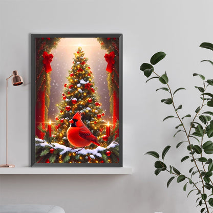 Christmas Model Christmas Tree And Cardinal - Full Round Drill Diamond Painting 40*60CM