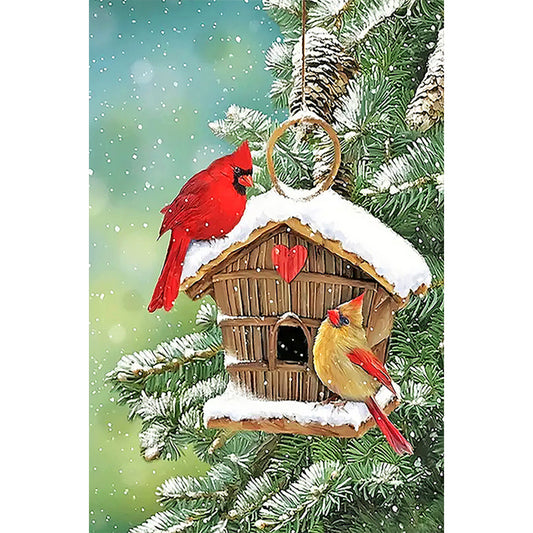 Christmas Bird'S House - Full Round Drill Diamond Painting 40*60CM