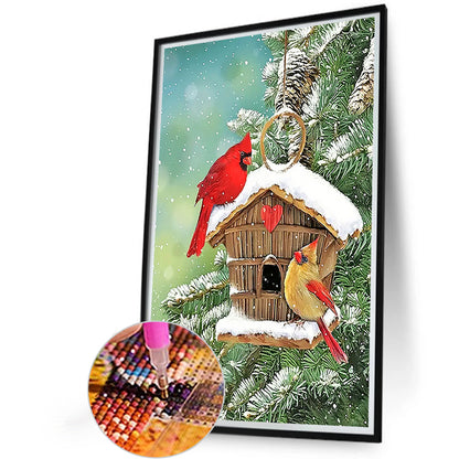 Christmas Bird'S House - Full Round Drill Diamond Painting 40*60CM