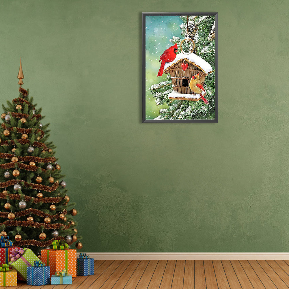 Christmas Bird'S House - Full Round Drill Diamond Painting 40*60CM