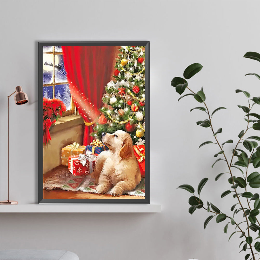 Christmas Model Saw The Dog On The Sled - Full Round Drill Diamond Painting 40*60CM