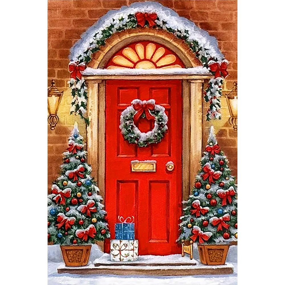 Christmas Style Front Door - Full Round Drill Diamond Painting 40*60CM