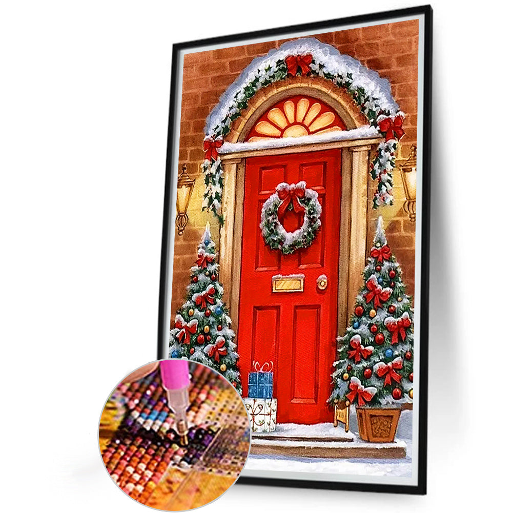 Christmas Style Front Door - Full Round Drill Diamond Painting 40*60CM