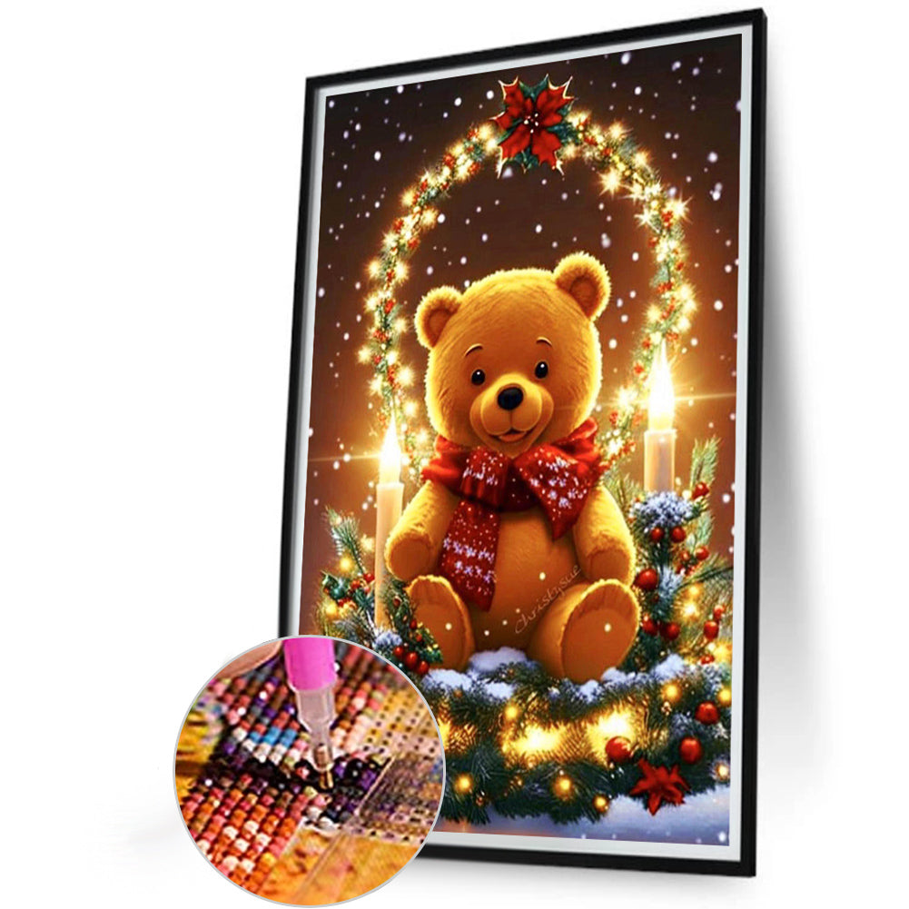 Christmas Teddy Bear - Full Round Drill Diamond Painting 40*60CM